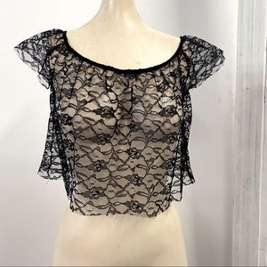 Black Lace Crop Top